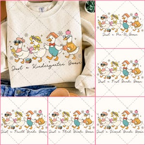 Back to School Goose PNG Bundle, Coquette Teacher First Day of School Shirt Design, Preppy Floral Sublimation, Pre-k 1st/2nd/3rd/4th Grade