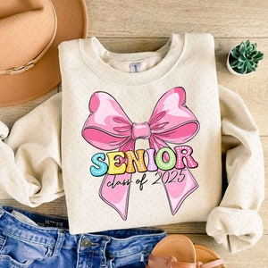 Coquette Senior PNG, Class of 2025 Png, Retro Graduation PNG, Doodle Dots Coquette Bow, High school Senior Shirt Design