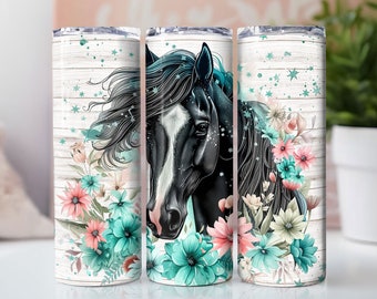 Sparkle Horse Tumbler Wrap, 20 Unzen Skinny Tumbler Sublimationsdesign, Pferde Tumbler Wrap, gerader Tumbler Wrap PNG, digitaler Download