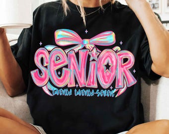 Coquette Senior 2027 Png, Preppy Senior Shirt Design, Class of 2027 Png, Senior Mom Png, Pink Girly Graduation High School Sublimation