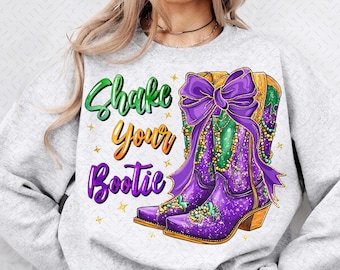 Shake Your Bootie PNG, Mardi Gras Cowboy Boot, brushstroke boots png, Mardi Gras PNG, Fleur De Lis coquette Png, Brushstroke Mardi Gras Png