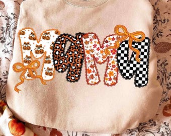 Mama Pumpkin Leopard PNG, Fall Halloween Sublimation Design, Checkered Mama Shirt PNG, Coquette Halloween Png, Trendy Autumn Digital