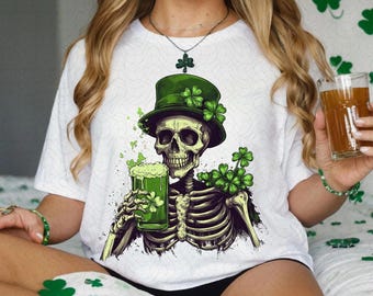 St Patrick squelette png, mort à l'intérieur mais chanceux png, St Patricks Day png, porte-bonheur png, jour irlandais png, joyeuse Saint-Patrick png thumbnail