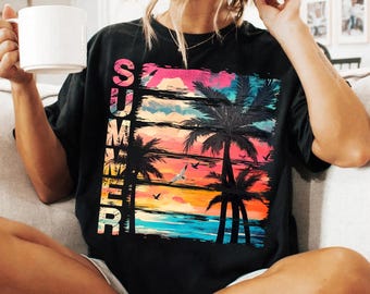Retro Summer Sunset Palm Png, Summer Vibes Png, Summer Beach Png Shirt, Summer Shirt Design, Chasing Sunset Summer Vacation Png Sublimation