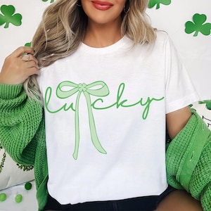 Lucky St.Patricks Day Coquette Png, St Patricks day png, Lucky png, St Patrick Bow Png, St Pattys day png, Girl st patricks day, Shamrock
