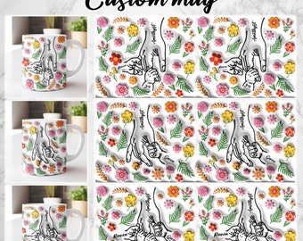 First My Daughter Forever My Friend 2 Children 3D Mug Wrap 11oz 15oz Sublimation Download Inflated PNG Mothersday Custom Granny Family Nanny