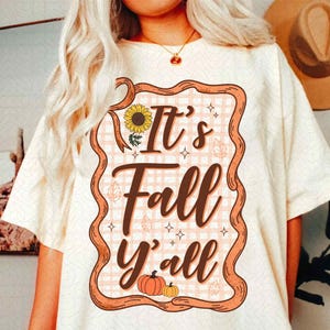 Het is herfst Y&#39;all Coquette Fall png preppy retro groovy seersucker png girly grillig frame trendy sublimatie 2025 digitale muurkunst