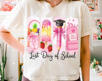 Last Day of School PNG, Teacher Sublimation, Class Dismissed Digital File, Coquette Strawberry Bow, Preppy Summer Shirt, Printable Graphic