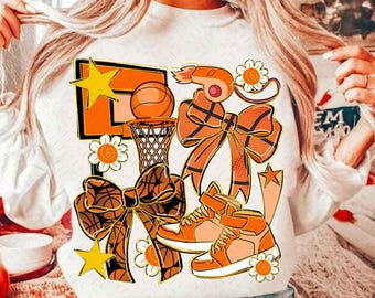 Basketball Coquette png, wedstrijddag basketbal png, preppy basketbalshirtontwerp, glitter basketball mama sublimatie, basketbalstrik png