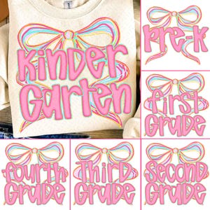 Preppy Back to School PNG Bundle, Teacher Coquette First Day of School Shirt Design, Girly Pink Bow Sublimation, Pre-k 1st/2nd/3rd/4th Grade