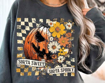 Sorta Sweet Sorta Spooky Png, Boho Fall png, Spooky Halloween Png, Retro Pumpkin png, Fall Pumpkin png, Retro Fall Png, Floral Pumpkin Png