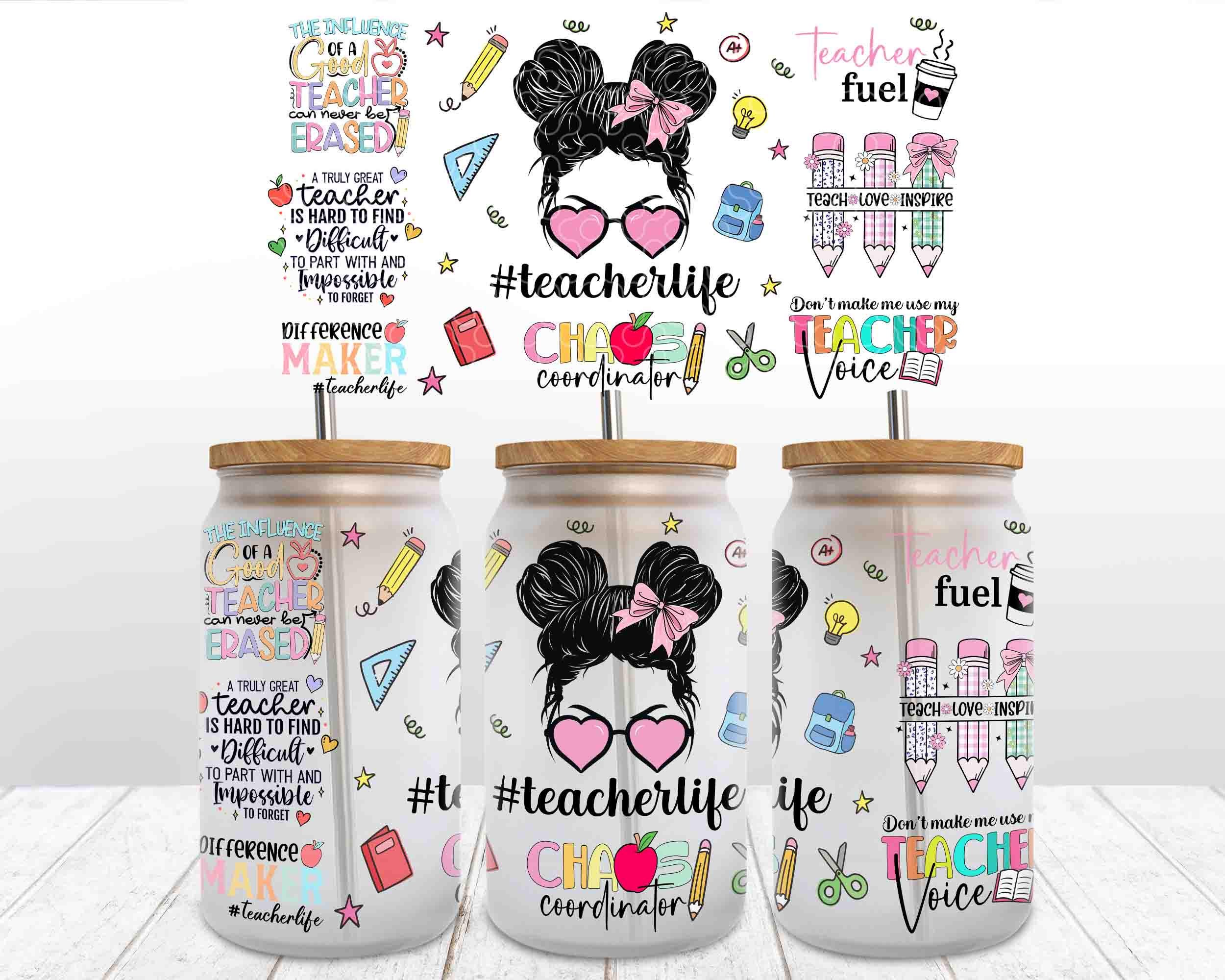 Teacher Fuel 16oz Libbey Glass Can Wrap Design, Teach Love Inspire ...