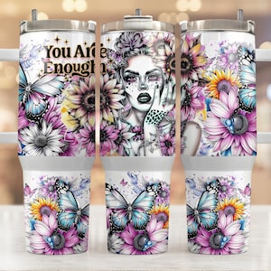 Daily Affirmations 40oz Tumbler Wrap Self Love Mental Health, Sublimation Design Templates, Positive Affirmations 40 oz Quencher Tumbler PNG