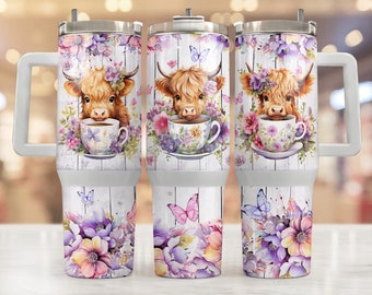 Baby highland cow in a tub 40oz wrap, Sublimation design templates, 40oz png Digital download. Clip art download, 40oz tumbler with handle