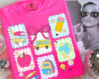 Back to School Coquette PNG, School Bus Png, Books png, Flowers png, Girl school png, Pencil png, Kindergarten Png, Bow Png, Teacher Png