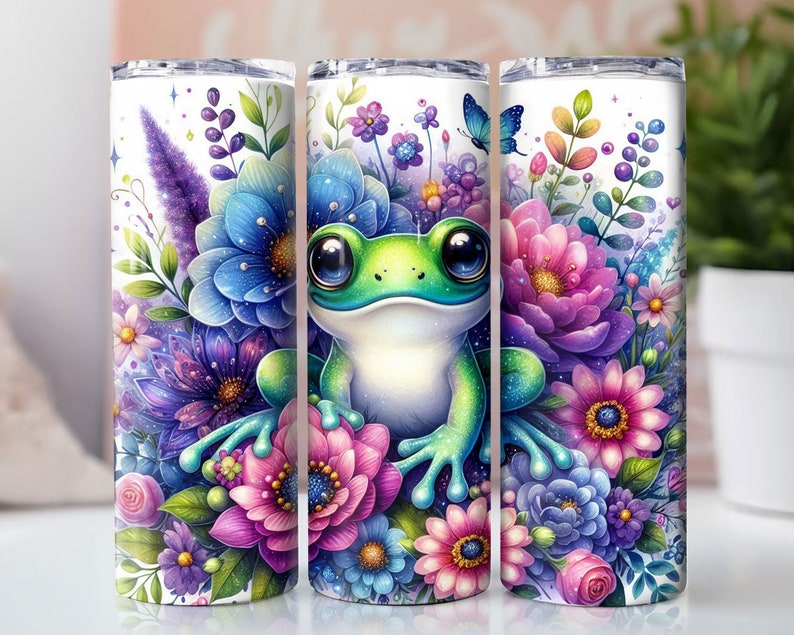 Floral Tree Frog Tumbler Wrap 20 Oz Skinny Tumbler Sublimation Design ...