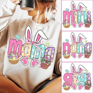 Mama Easter Coquette Png, Happy Easter PNG, Easter Png Bundle, Mini, Nana, Gigi, Retro Easter Egg Png, Easter Bunny Png, Floral Spring Png