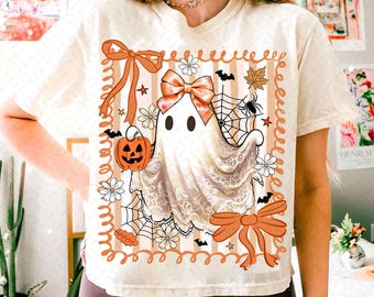 Coquette Lace Halloween Ghost Png, Boo Ghost Witch Bat, Halloween Shirt Png, Halloween Png, Ghost Png, Floral Boo Halloween Sublimation