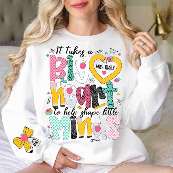 Adretter Lehrer Kokette Bleistift Bogen Glitter Doodle Png, benutzerdefinierter Lehrername, Es braucht ein großes Herz Png, kariert, Teach Love Inspire Leopard