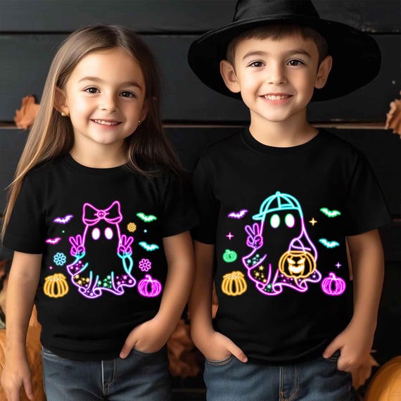 Halloween Ghost Neon Png, Retro Halloween Neon Png, Halloween Girl And Boy Png, Spooky Season Png, Social Club Png, Trendy Halloween Png