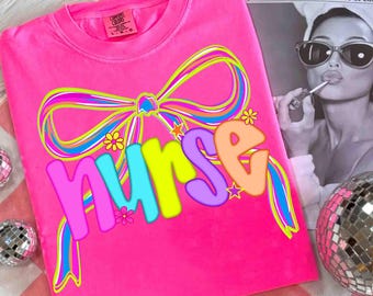 Nurse Coquette Bow Png, Neon Nurse Png, Nurse Life Png, Nurse Sublimation Png, Nursing Png, Medical Png, Nurse Bow Png, Healthcare Png