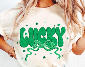 Lucky St Patricks Day Coquette PNG, Retro St Patty's Day png, St Patrick Bow Png, Green Shamrock PNG, Lucky Charm Png, Irish Png, Clover Png