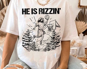He is Risen Funny Easter PNG, Jesus Playing Basketball, Retro Y2K Christian Faith Religious Png, Weirdcore Clothing That Go Hard Png
