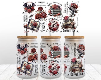 Booktok Bad Book Club Spicy Book Reader UVDTF 16 oz Glass Can Tumbler Sublimation Design Digital Download png Instant DIGITAL ONLY,Glass Jar