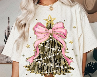 Coquette Glitter Christmas Tree Png, Camo Christmas Tree Girly, Merry Christmas Coquette Bow Tree Png, Christmas Lights Hand Drawn