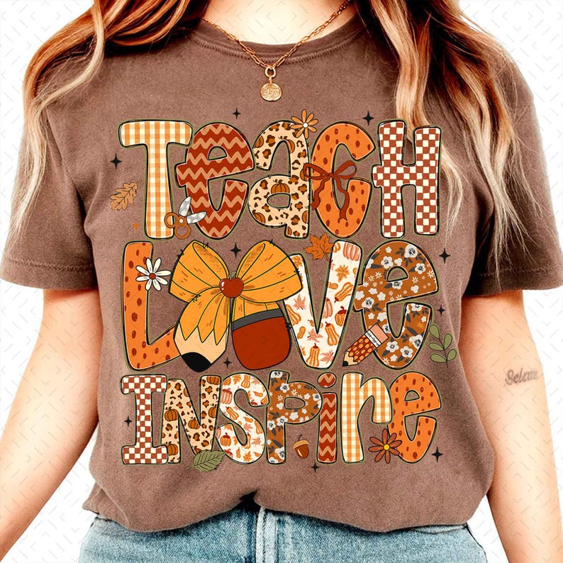 Teacher Fall Png, Teach Love Inspire Png, Fall Png, Teacher Png, Autumn ...