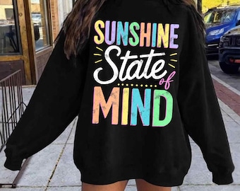 Sunshine State of Mind PNG, Summer Png, Trendy Beach Shirt Design, Summer Vibes Png, Colorful Bright Neon Distressed Lake Pool River