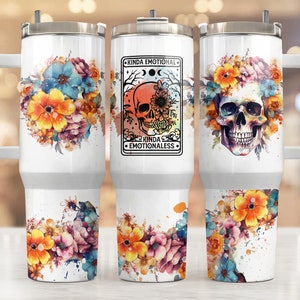 40oz tumbler wrap funny florals skull , Sublimation design templates, 40oz png Digital download. Clip art download, 40oz tumbler with handle