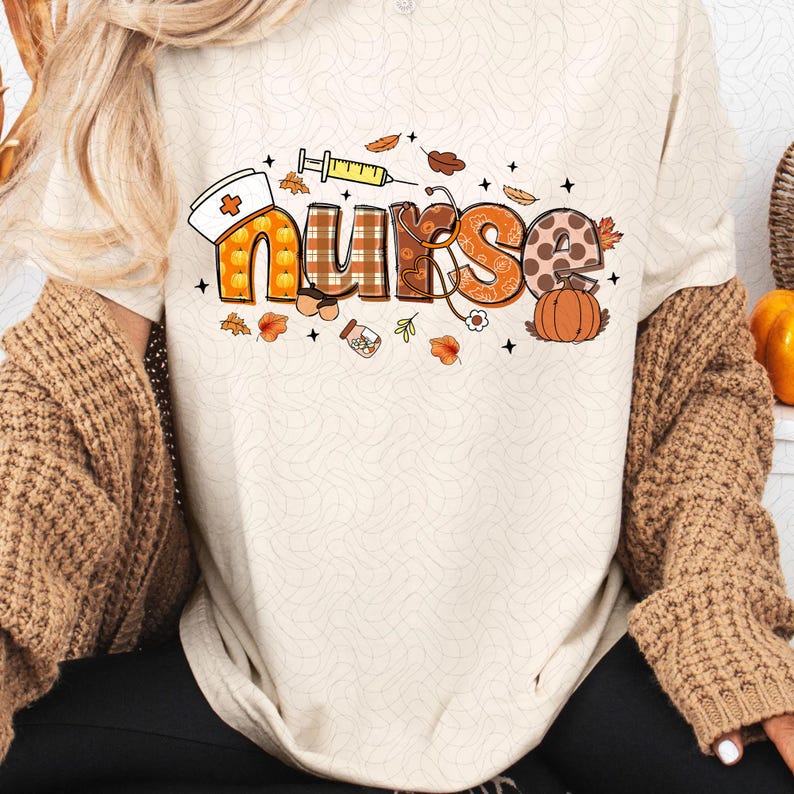 Fall Nurse Background Fall Nurse Png, Nursing Png, Nurse Pumpkins Png, Retro Nurse Png ...