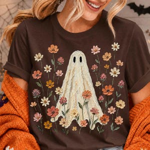 Wildflowers Ghost PNG, Spooky Season PNG, Ghost Lover Design, Spooky Floral Ghost, Botanical Ghost ,Preppy Fall PNG ,Halloween Ghost image 4
