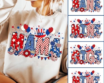 Mama 4th of July Png, Family 4th of July Png, American Mama PNG, Fourth of July USA Flag Png, Patriotic Png Brushstroke Mama Mini Gigi Nana