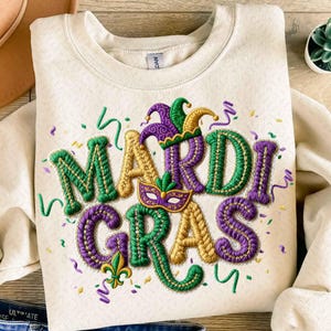Faux Yarn Mardi Gras Png, Latch Hook Crochet Mardi Gras Png, Preppy Glitter Knit Png, Faux Embroidery Crochet Mardi Gras Png Louisiana Png
