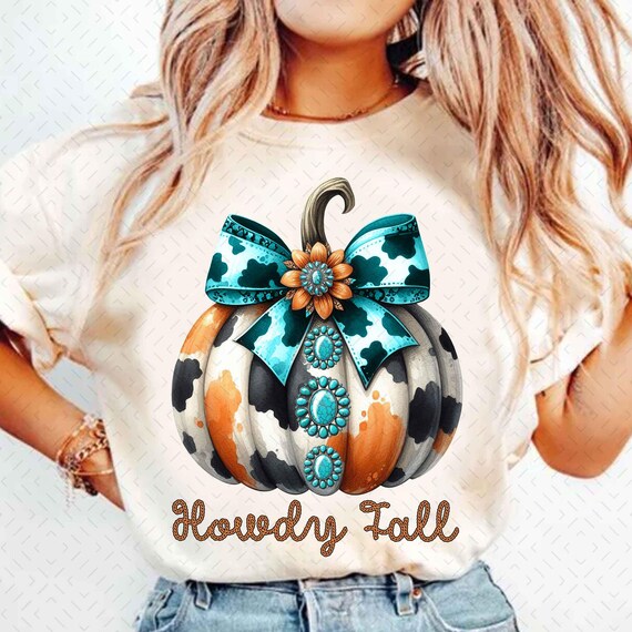 Howdy Fall Western Pumpkin Png Sublimation, Fall Cowhide Pumpkin, Fall Png, Western Pumpkin Png, Coquette Bow Pumpkin, Fall T-shirt Design
