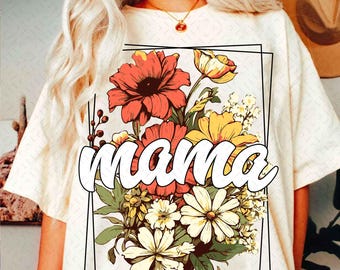 Floral Mama PNG Sublimation Download, Mama Flower Tee png, Mama png, Mama Sublimation, Retro Mama png, Mothers Day png, Sublimation Designs