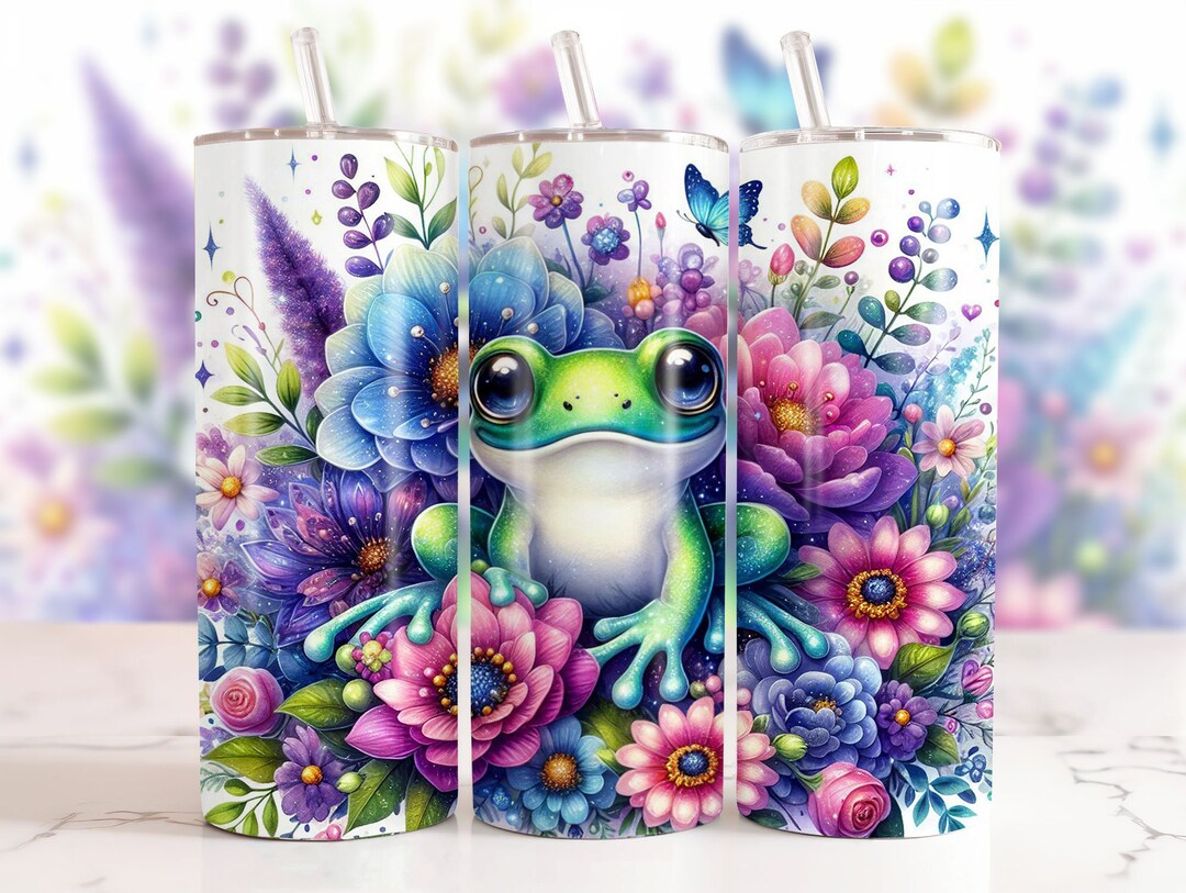 Floral Tree Frog Tumbler Wrap 20 Oz Skinny Tumbler Sublimation Design ...