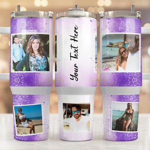 Foto personalizada vaso de 40 oz, agregar imágenes a la taza de vaso personalizado, fotos familiares, fotos de bebés, fotos de mascotas, descarga png, Canva editable