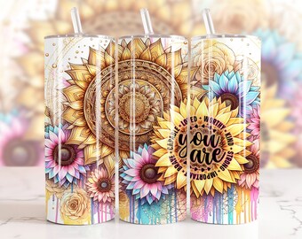 20oz Tumbler Wrap, You Are Enough, Digital Download, Dripping Sunflower Tumbler Wrap, Pretty Tumbler Wraps, Boho Png, Positive Quote Wrap