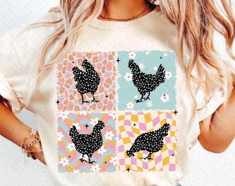 Retro Chicken Png, Boho Chicken Png, Chicken Lover Png, Farm Life PNG, Floral Spring Png, Chicken Mama Png, Chicken Mom Png