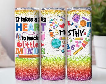 Leraar beker wrap png Naam toevoegen docent sublimatie ontwerpbestand naadloos ontwerpbestand It takes a Big Heart to Teach Little Minds Teacher Wrap png