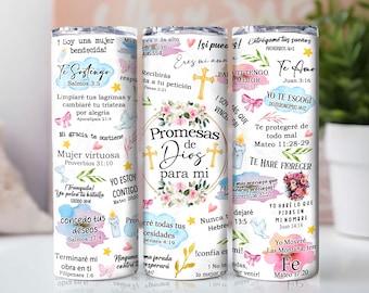 Promesas De Dios Para Mi Wrap, 20Oz Skinny Sublimation Tumbler Design, Bible Verse Sublimation Design Png, For Straight/Tapered Tumbler Png
