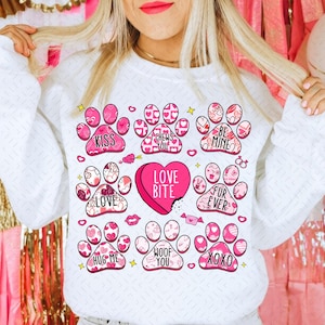 Dog Valentine Png, Dog Mom Png, Valentine&#39;s Day Png, Dog Paw Print Heart Png, Valentine Shirt Design, Dog Lover Gift, Candy Hearts Png