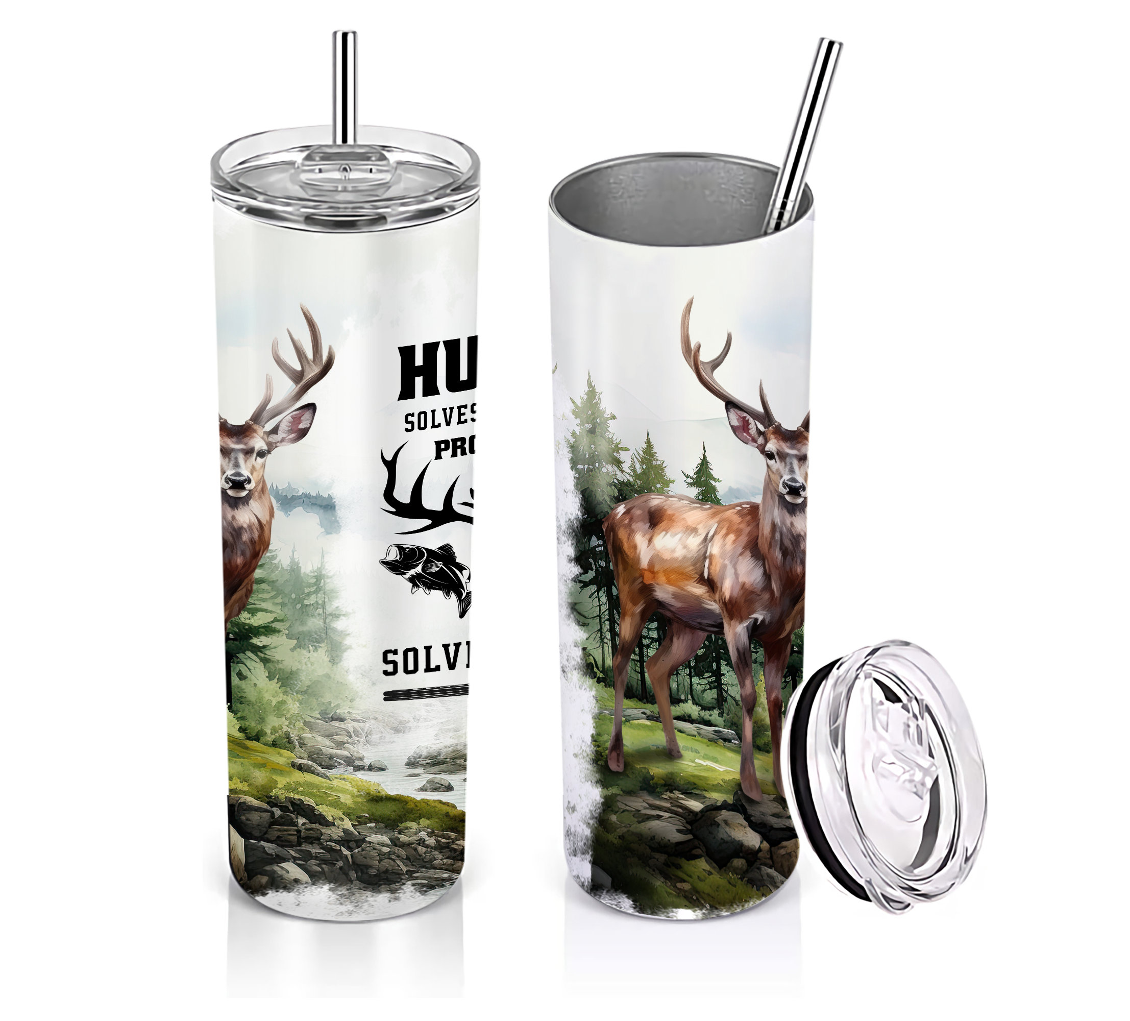 Hunting Fishing 20oz Skinny Tumbler Sublimation Design Digital Download ...