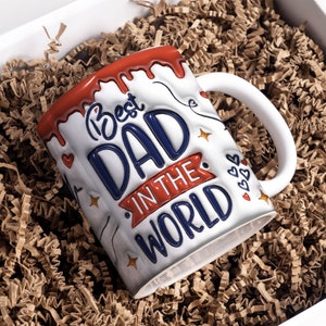 Best Dad In The World 3D Mug Wrap 11oz 15oz Sublimation Design Download Inflated PNG Fathersday Father Husband Child Love Daddy Hero Parent