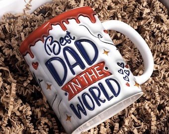 Mejor papá del mundo Taza 3D Wrap 11oz 15oz Diseño de sublimación Descargar PNG inflado Día del Padre Padre Esposo Niño Amor Papá Héroe Padre