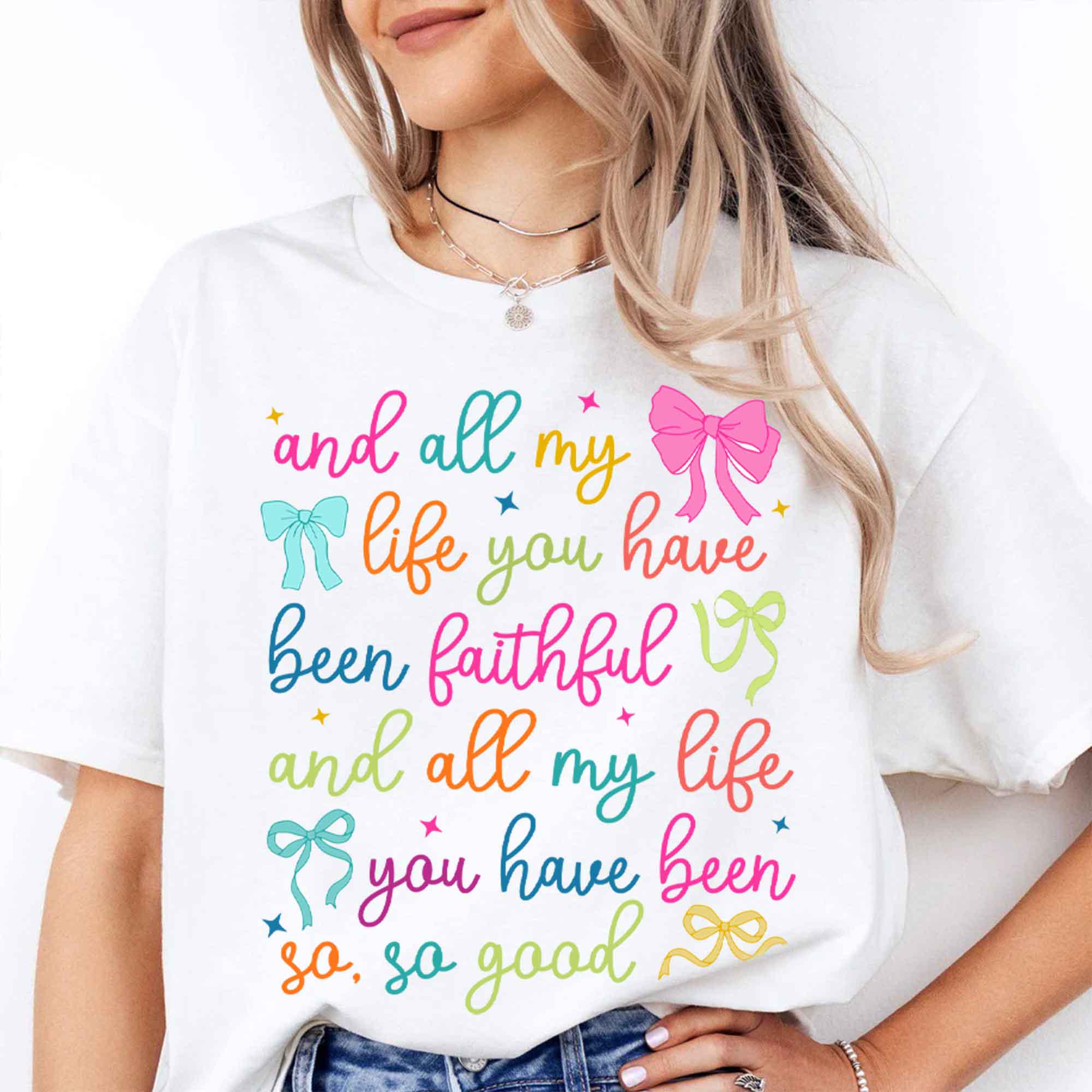 And all my life you have been faithful, Coquette All my life you have been faithful bright color PNG, Goodness of God png, Coquette Bow png