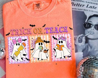 Teacher Halloween Png, Trick Or Teach Png, Halloween Teacher Png, Funny Teacher Png, Ghost Teacher Pumpkin Png, Spooky Teacher Sublimation